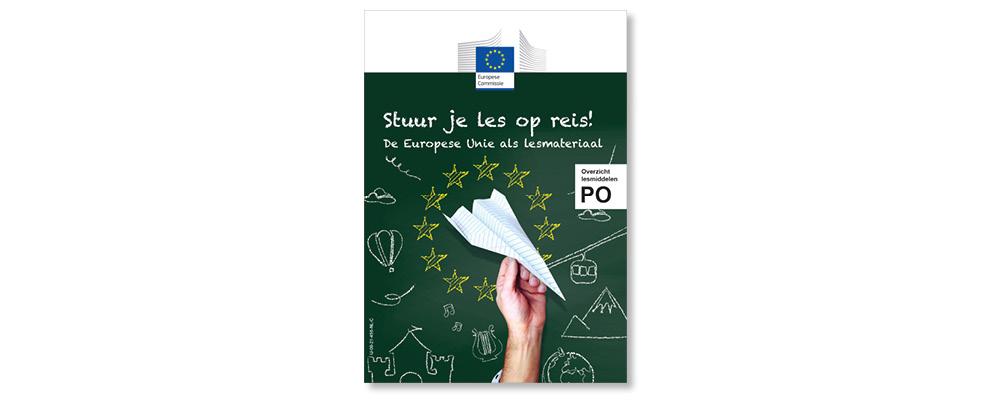 brochure over gratis lesmateriaal over de EU en Europese onderwerpen, bestemd voor PO en VO.