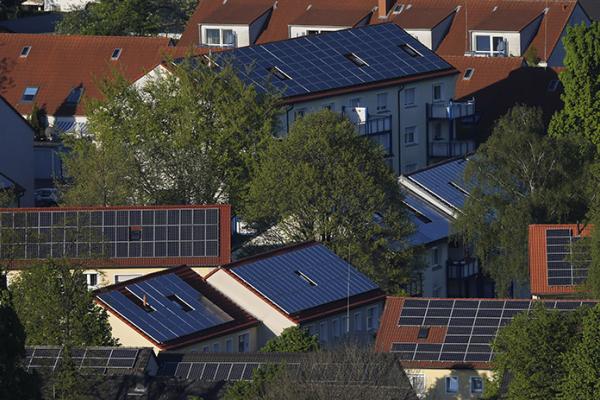 Een wijk die zonne-energie gebruikt